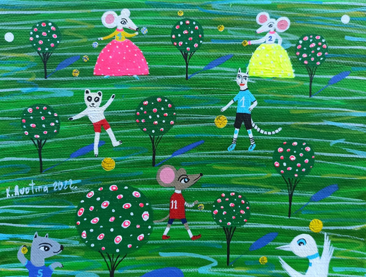 Impressionistic Animal Acrylic Painting By Katrina Avotina, 9 X 7", Let