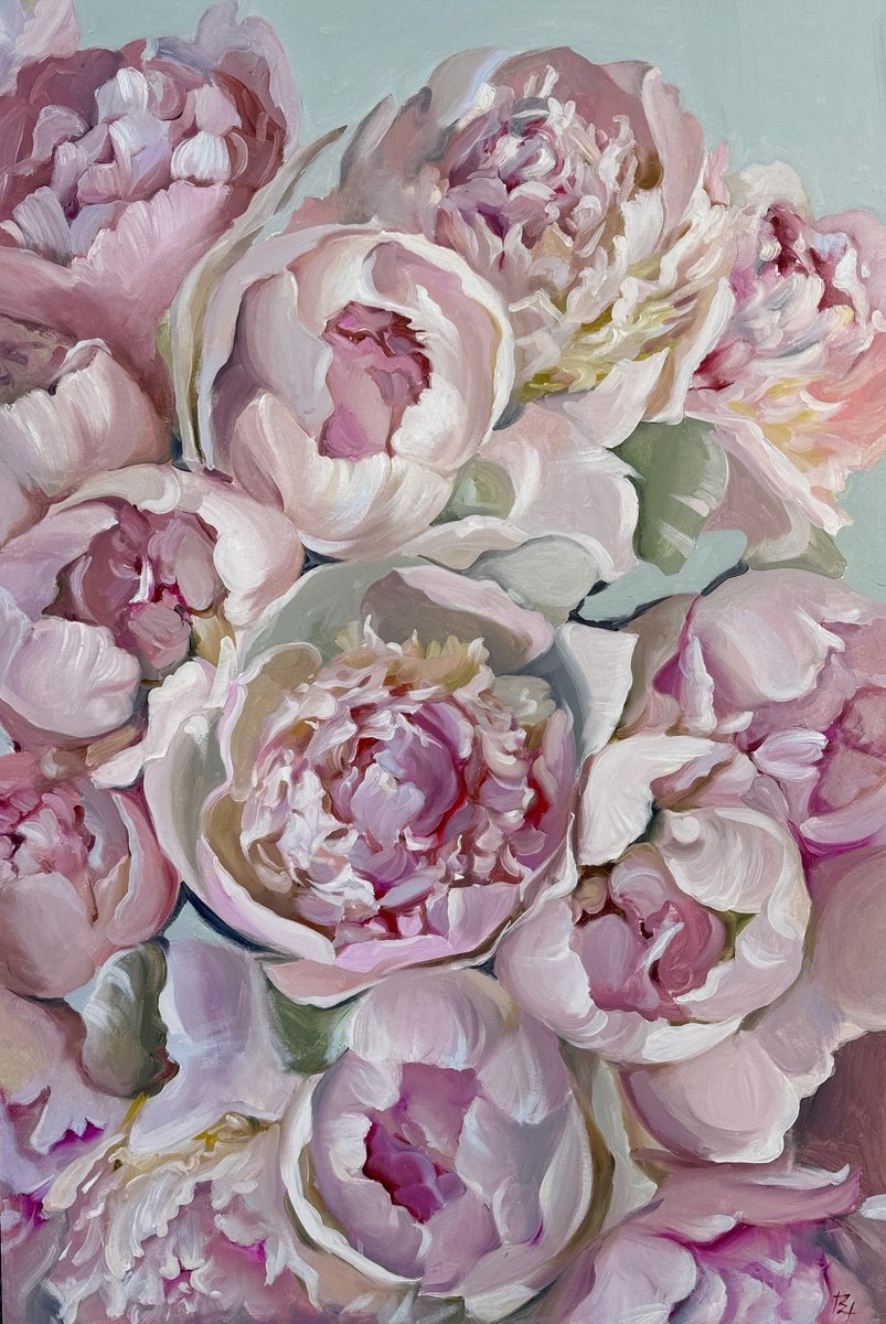 Peonies In Bloom By Olena Hromova, 31 X 47, Artwork For Sale On Artfinder