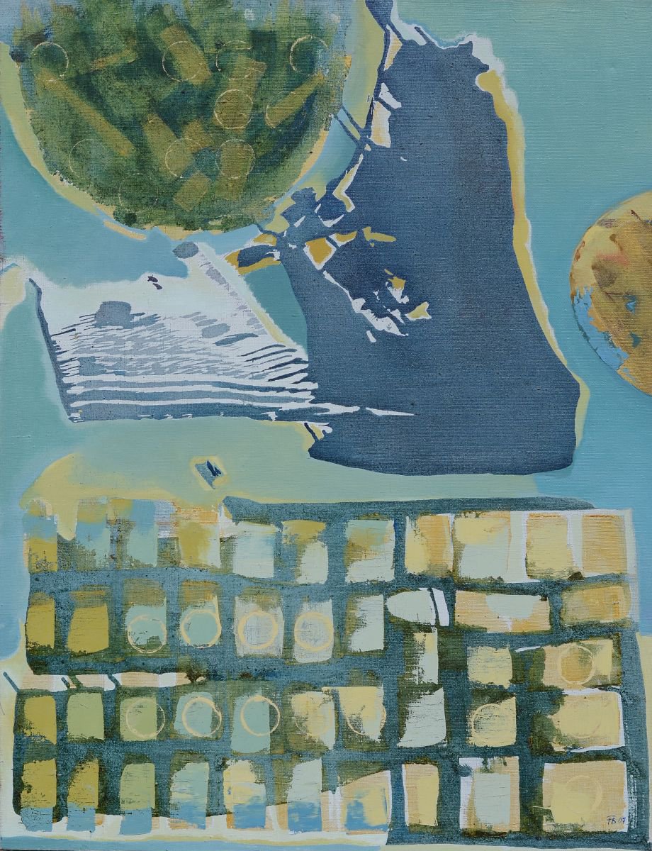 Naive Abstract Oil Painting By Florina Breazu, 28 X 36, If Will Be, Original Artwork