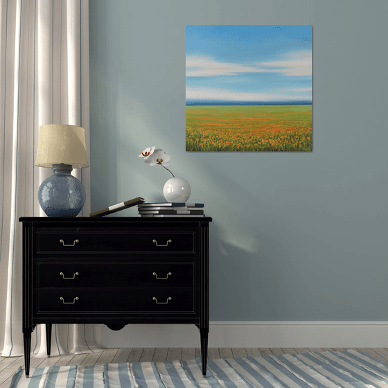 Flower Field - Blue Sky Landscape