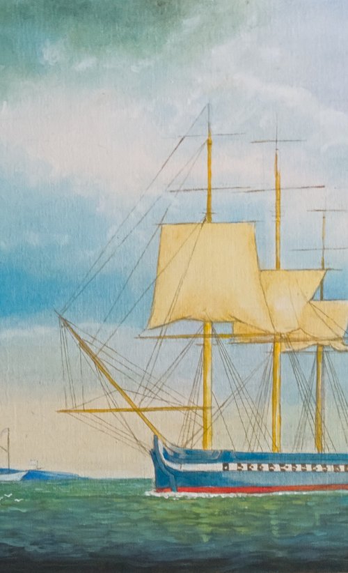 Ship on the Hudson River 36x24" 91.4x61cm by Jacek Maria