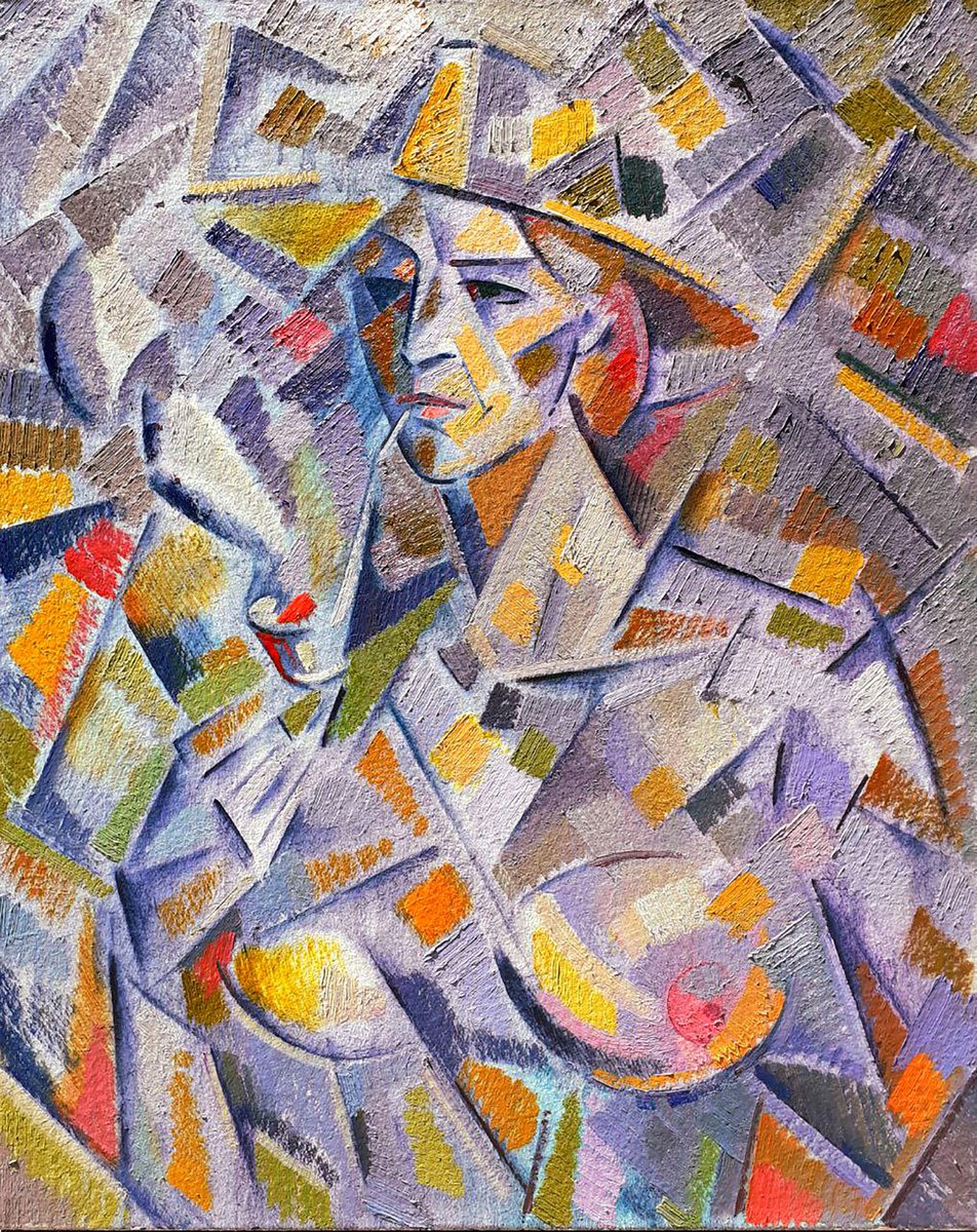 Impressionistic Abstract Oil Painting By Peter Tovpev, 29 X 36", Portrait Of Henriette, Original Artwork