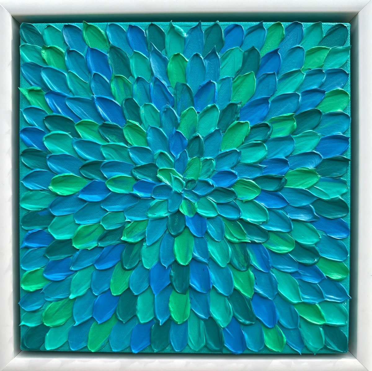 Geometric Abstract Acrylic Painting By Guzaliya Xavier, 11 X 11, Forest Mystique (Framed), Original Artwork