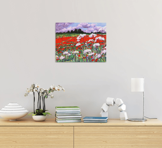 Poppy Field Oil painting by Zoe Elizabeth Norman | Artfinder