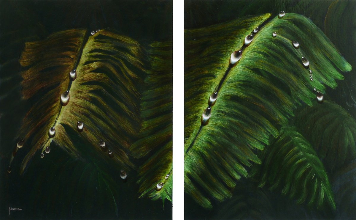 Photorealistic Botanical Oil Painting By Juan Bernal, 35 X 23", Beads, Original Artwork