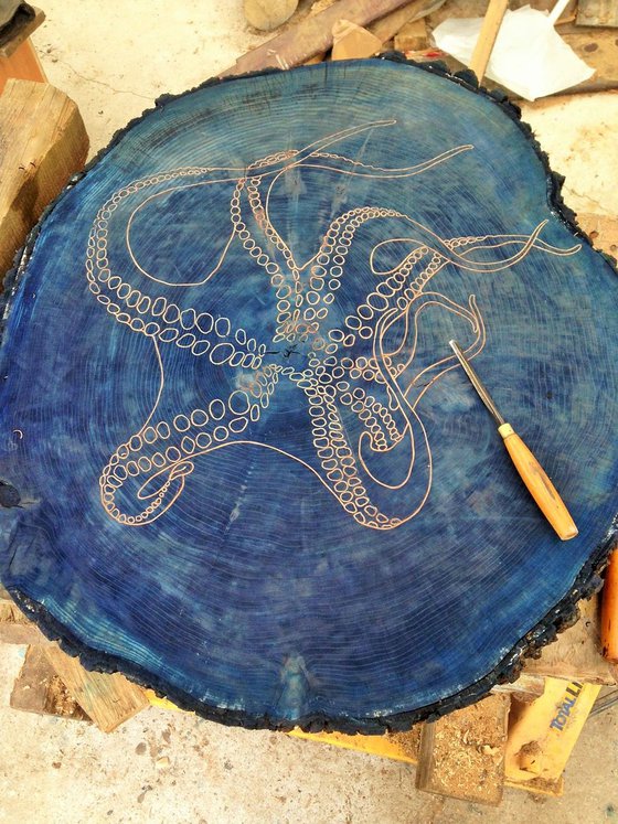 Octopus, Japanese woodblock print, woodcut, printmaking
