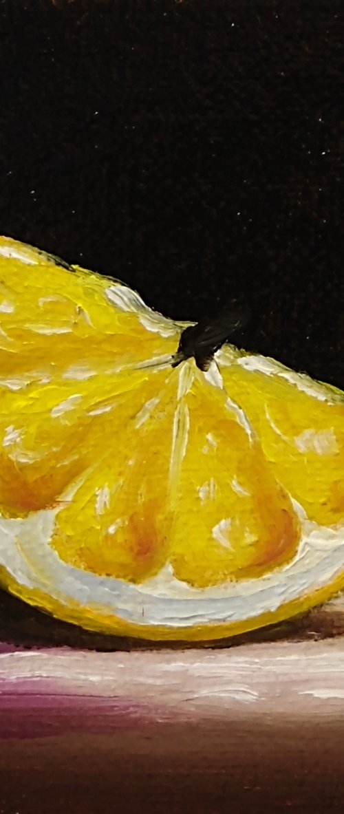 Little lemon  slice  still life by Jane Palmer Art