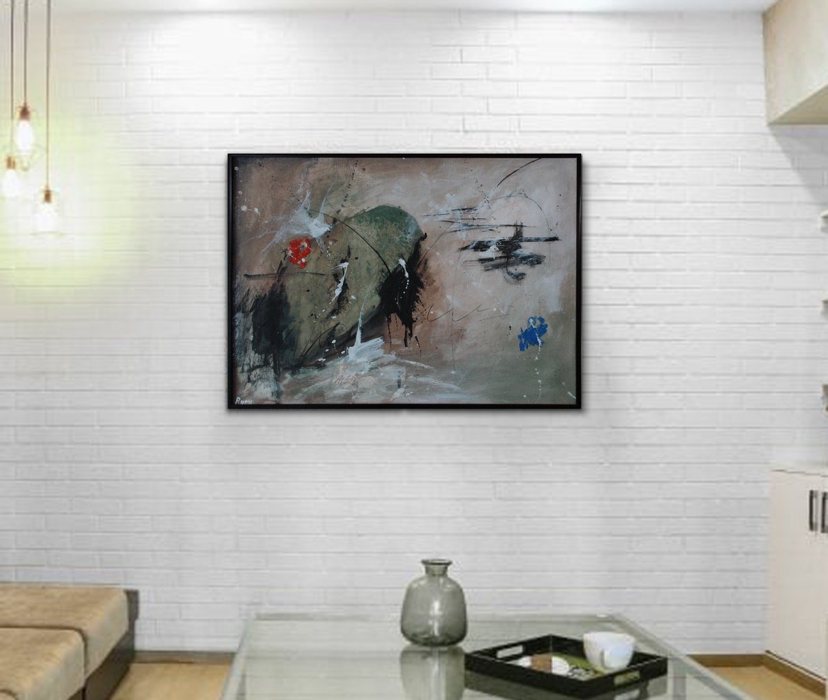 Abstract Acrylic Painting By Rumen Spasov, 28 X 20", "Resolving A Problem", Original Artwork