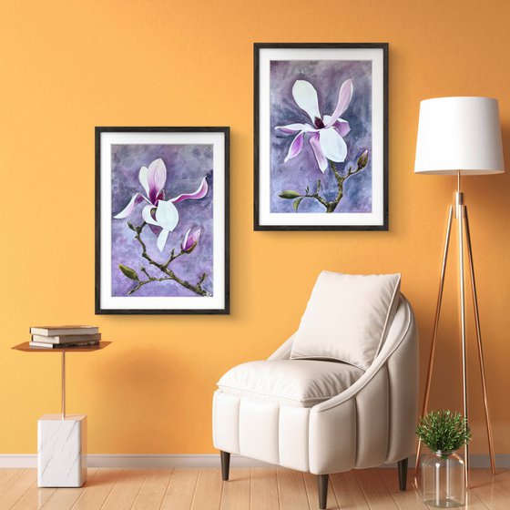 Set of 2 Wild Pink magnolia