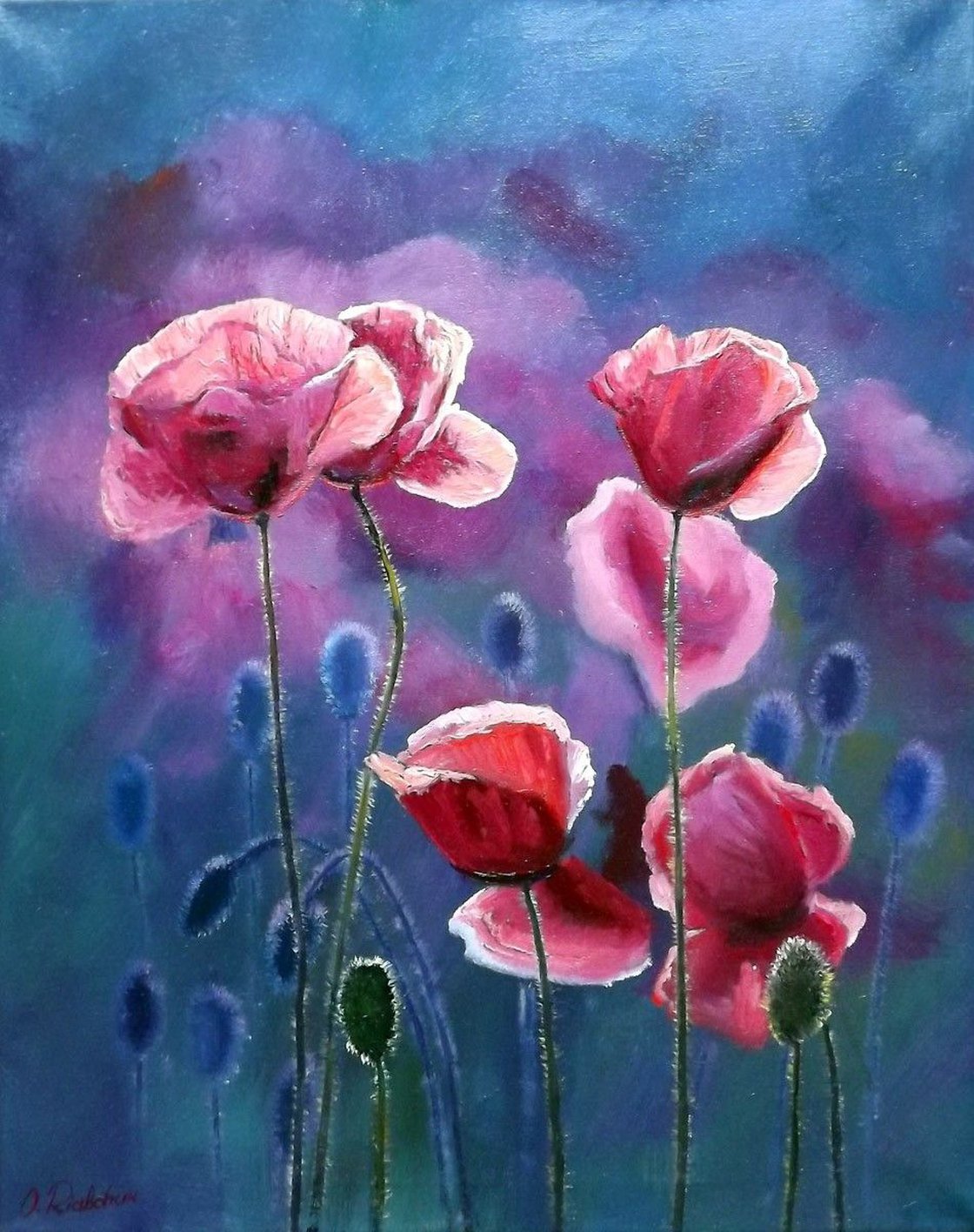 Poppies 5 Oil Painting By Oleg Riabchuk | Artfinder