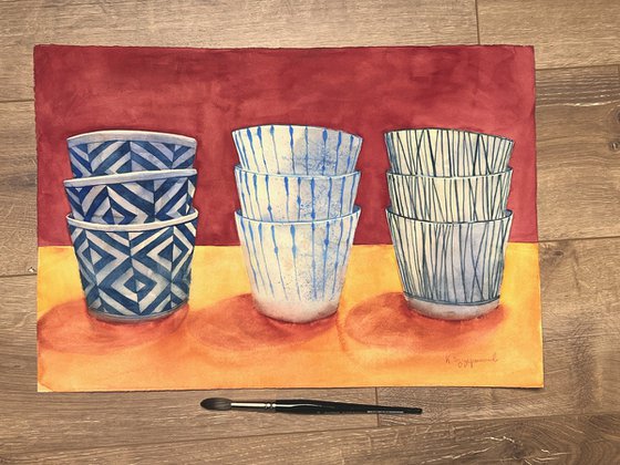 Patterned bowls with a bright background