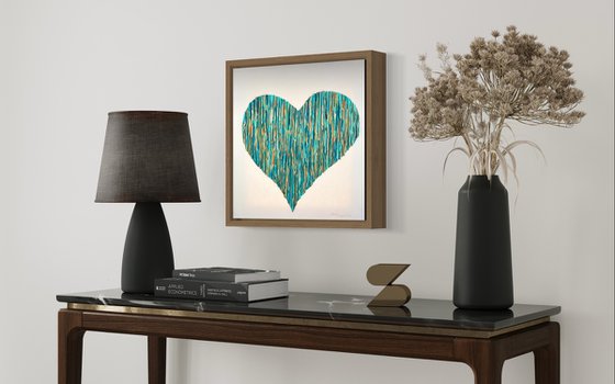 Bright Love - Teal & Golden - Champagne floating frame