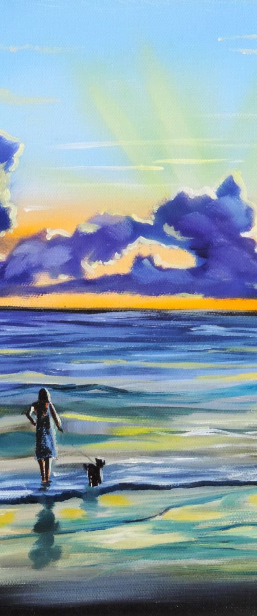 Evening beach walk / a sunset on the beach painting by Gordon Bruce
