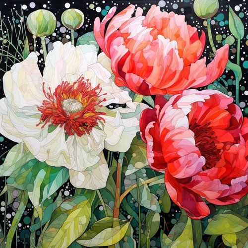 "Meeting of peonies" by V+V Kniazievi