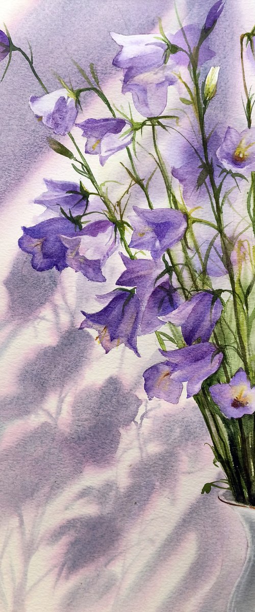 Bouquet of Field Bells and Dancing Shadows by Olga Beliaeva Watercolour
