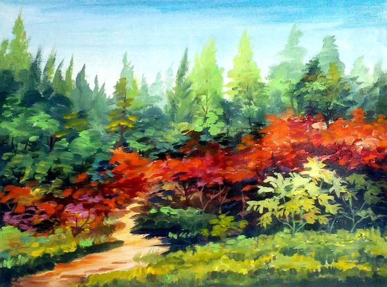 Flowers Forest Painting