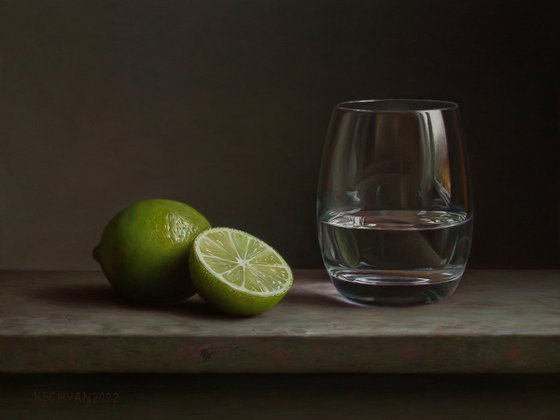 Limes with a glass