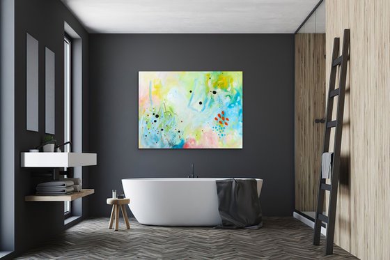 J'ai le coeur léger - Original bold abstract on canvas - Ready to hang