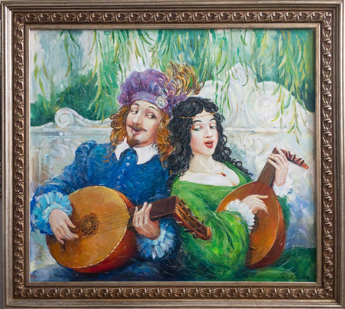 Impressionistic Portrait Oil Painting By Titinin Yurii, 31 X 28", New Song, Original Artwork