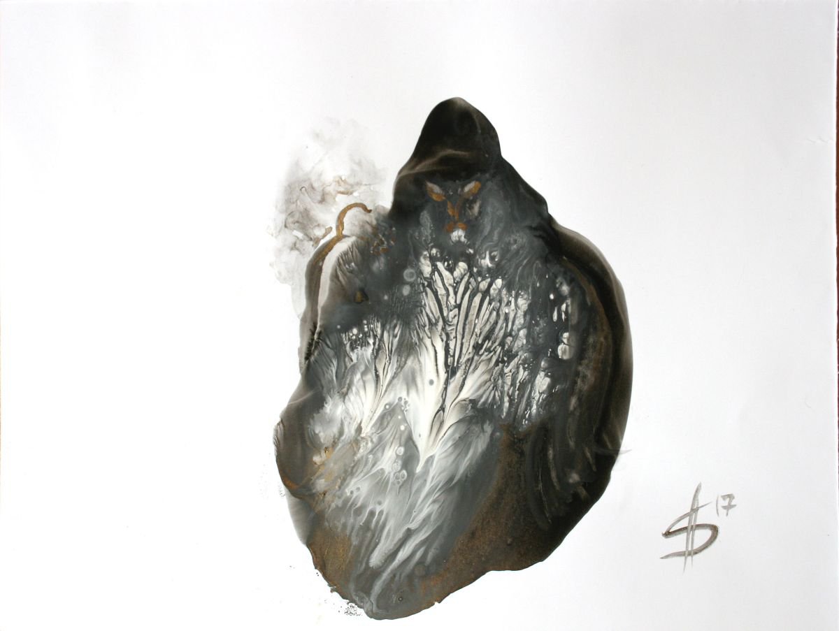 Abstract Ink Drawing By Salana Art / Svetlana Samovarova, 9 X 6", Wanderer, Original Artwork