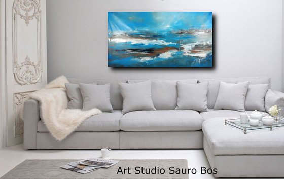 large landscape  painting 140x70 cm-large wall art   title : abstract-c401