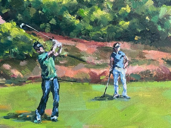 Golfers at Burley, New Forest (Plein Air)