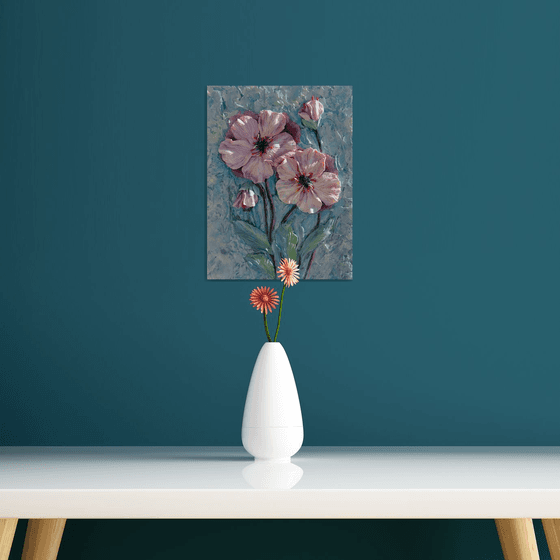 Blush Awakening Sculptural Floral Relief