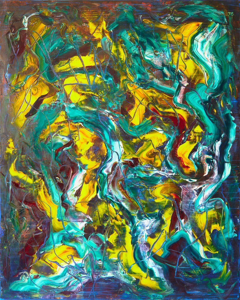 Expressive Abstract Oil Painting By Simon Findlay, 47 X 59", Oil Painting 7 / 20, Original Artwork