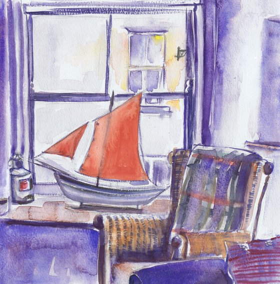 Red Sail in the Cottage Window, Staithes