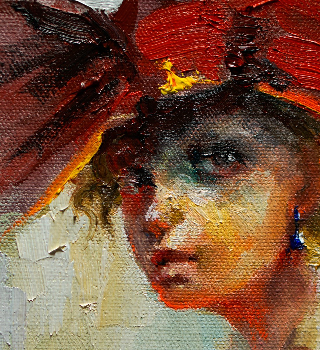 girl with a red bow by pavel filin