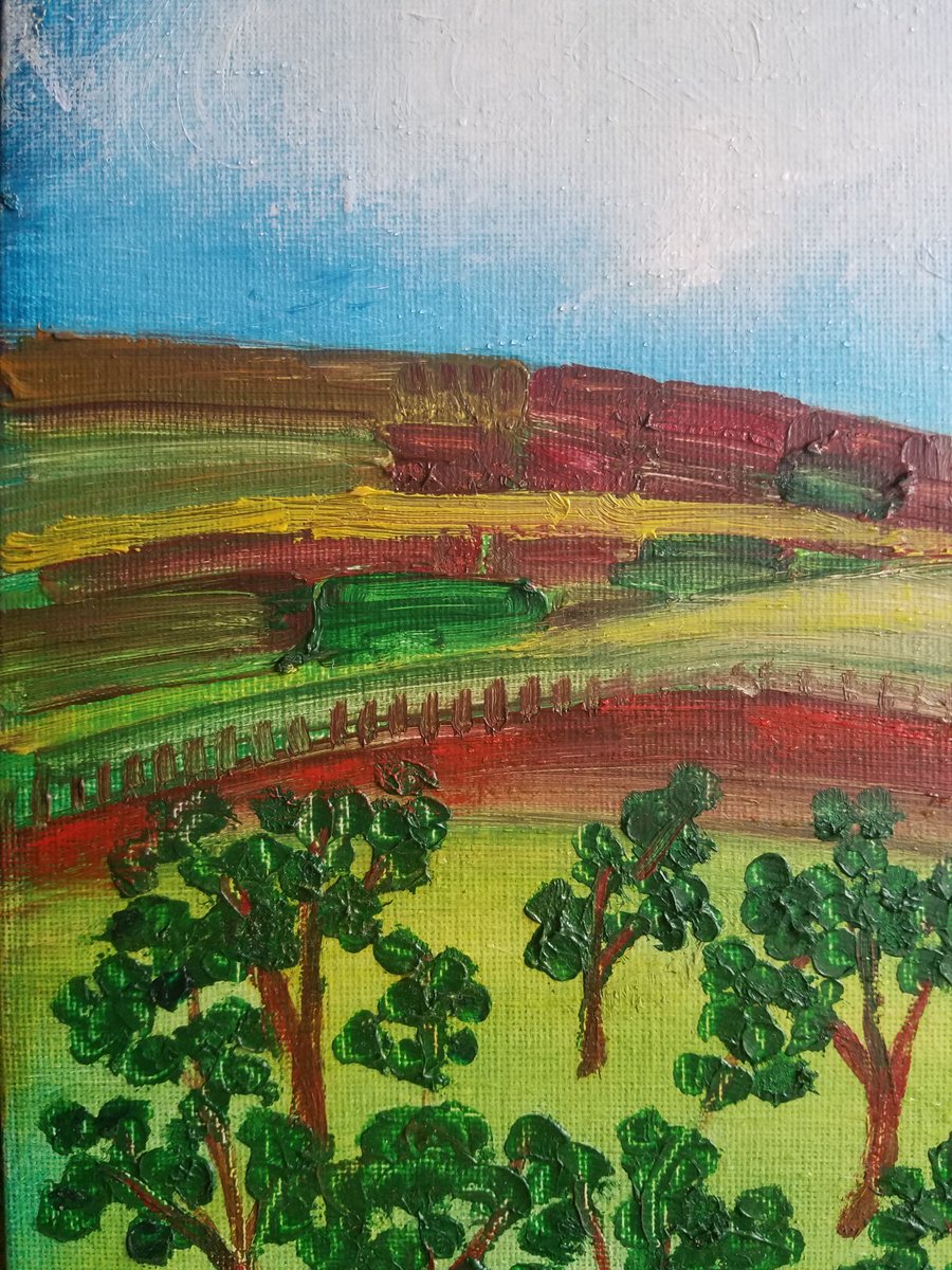 Impressionistic Landscape Oil Painting By Kevin Blake, 10 X 12", Van Goghs Countryside 2, Original Artwork