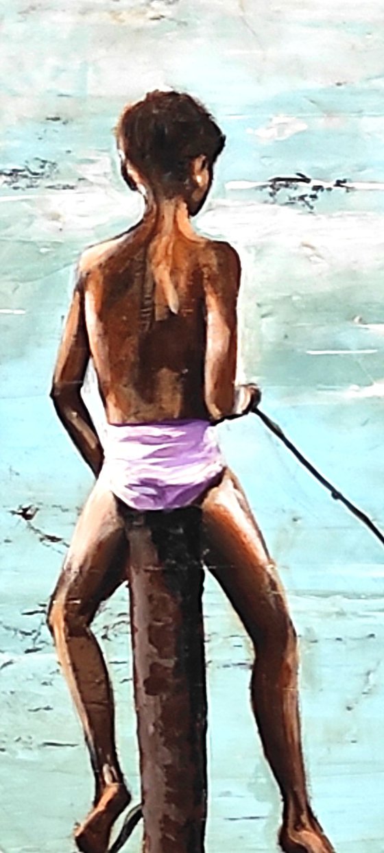 "Fishermen brothers" Original acrylicl painting ,50x70x2cm.,ready to hang.