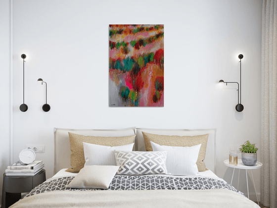 Flying in paradise, Original abstract painting, Ready to hang, wall art