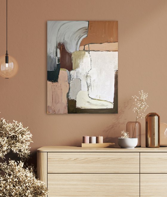 "Eclipse 2" Brown gray rust abstract art