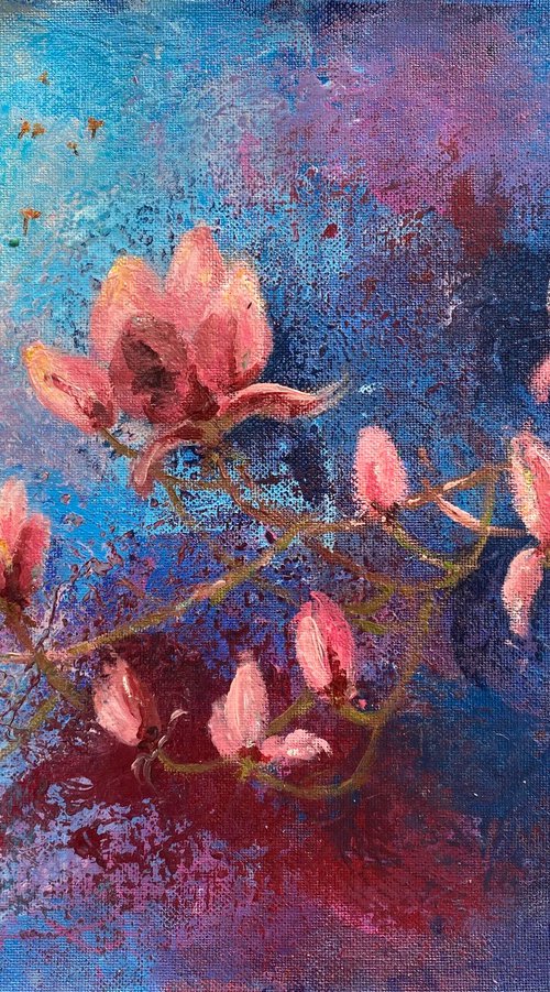 Pink Magnolias & Dandelion Parachutes by Teresa Tanner