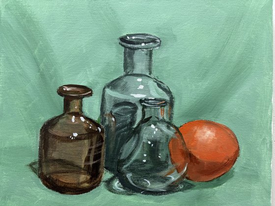 Still Life with Glass and Orange