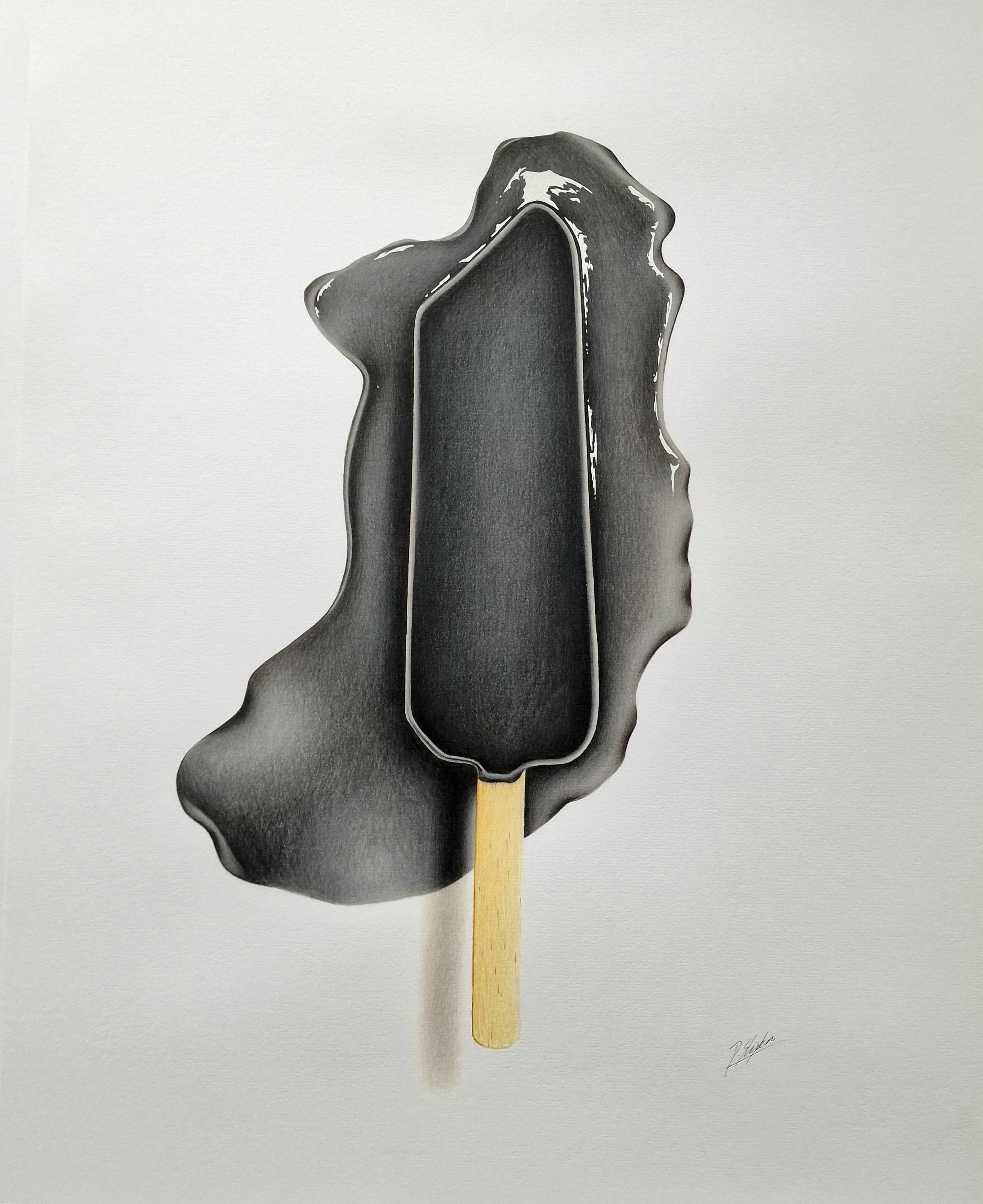 Urban And Pop Still Life Pencil Drawing By Daniel Shipton, 16 X 20, Black Lolly, Original Artwork