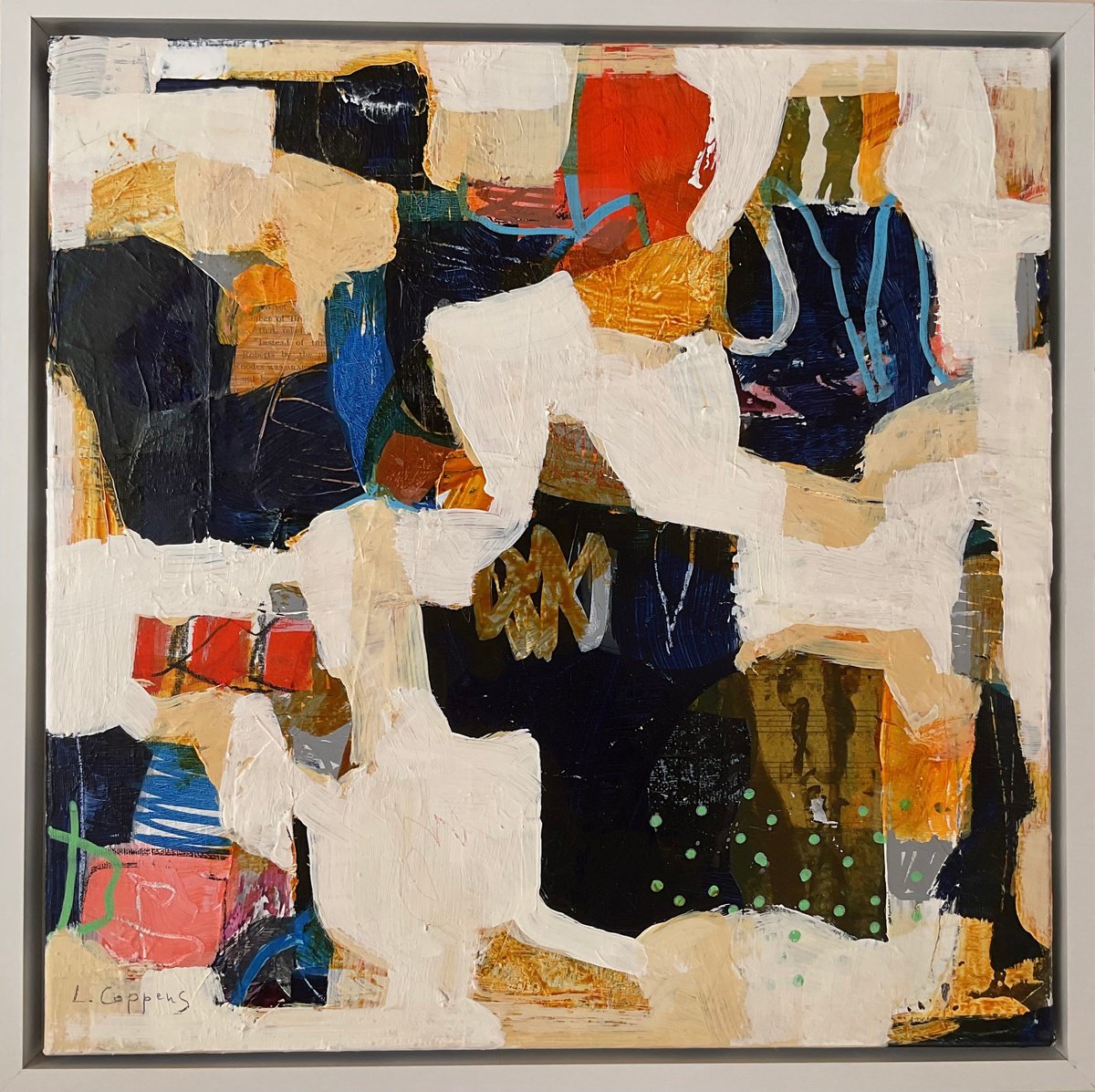 Abstract Painting By Linda Coppens, 17 X 17", Co-2025-10, Original Artwork