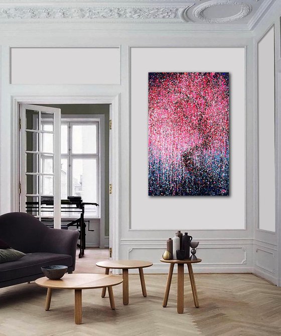 Pink tree Love painting Cherry Blossom Tree Pink Gifts For Her, Flowering Tree