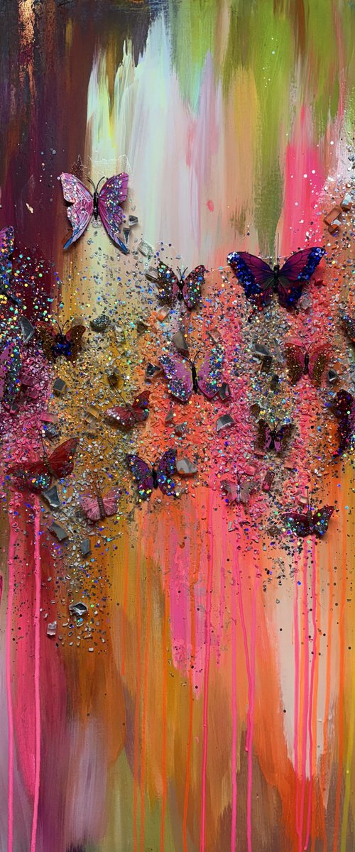 Pink butterflies by Henrieta Angel