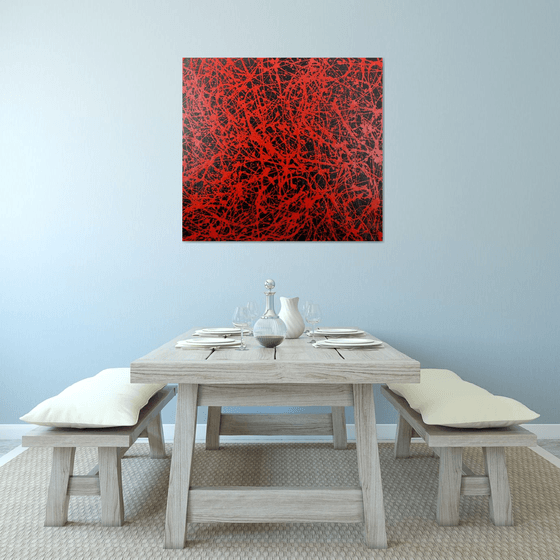 Extra large abstract artwork  (red and black)