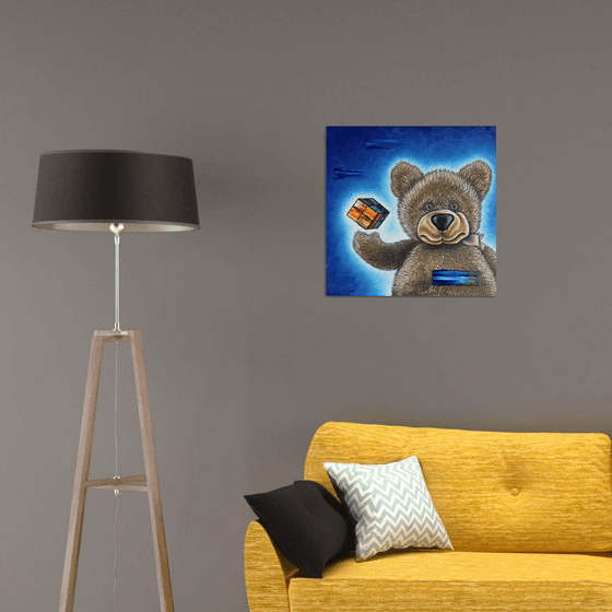 "The Little Bear Discovers The Secret" - New Preston M. Smith (PMS) Oil Painting