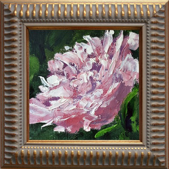 Peony 03...framed / FROM MY A SERIES OF MINI WORKS / ORIGINAL OIL PAINTING