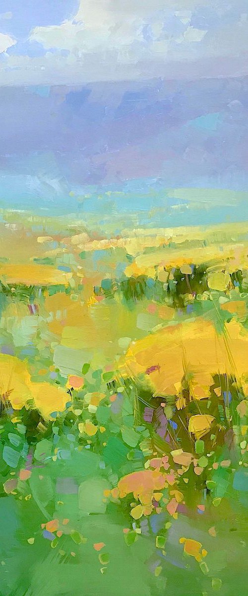 Valley Flowers, Landscape Original oil painting, One of a kind Signed by Vahe Yeremyan