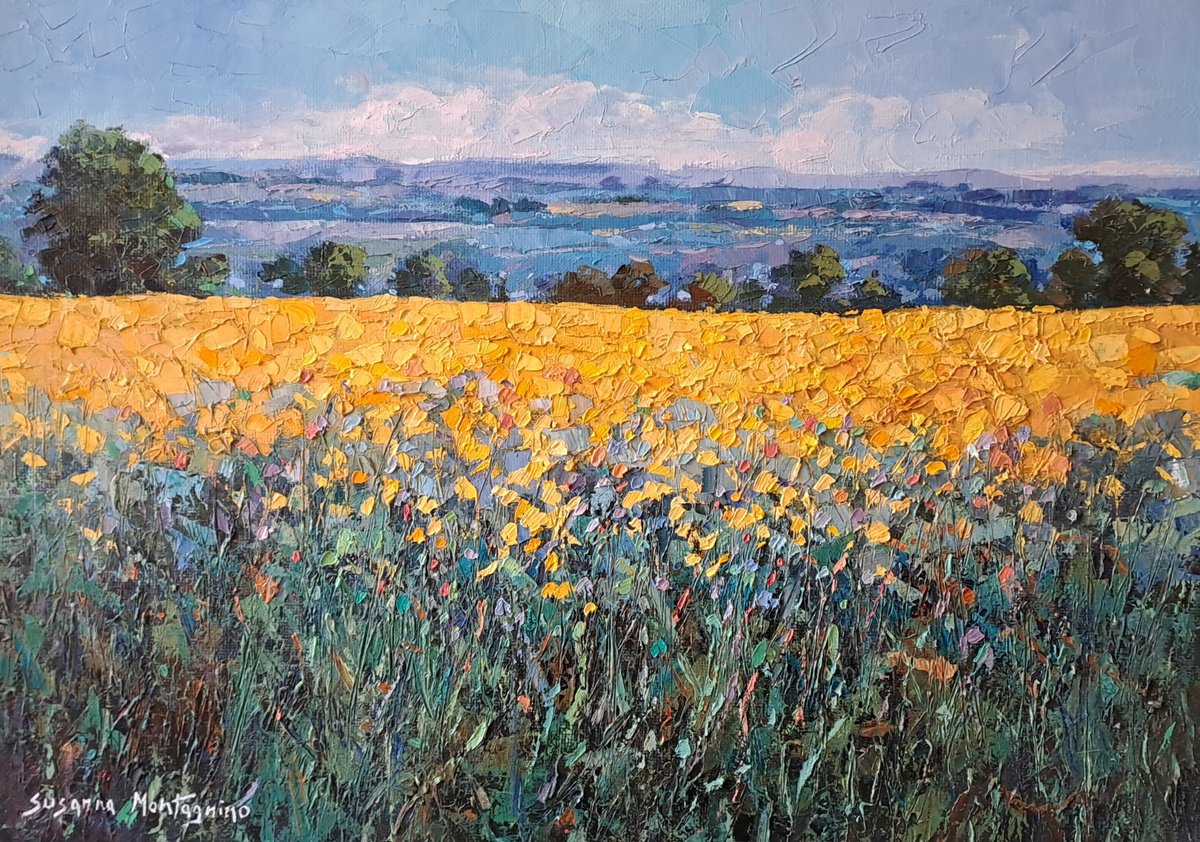 Impressionistic Botanical Oil Painting By Susanna Montagnino, 28 X 20", Landscape, Original Artwork