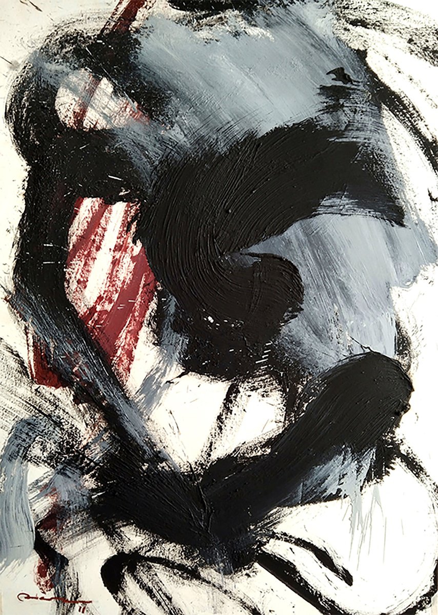 Organic Abstract Oil Painting By Toni Riera, 26 X 37", Pintura 1025, Original Artwork