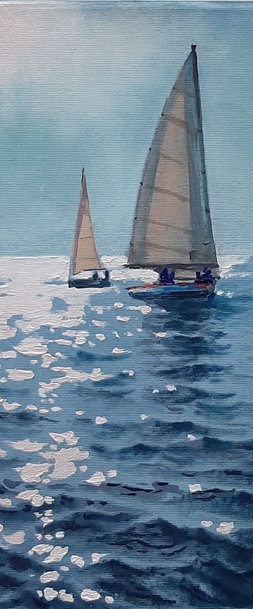 Seascape with Sailboats 37 by Garry Arzumanyan