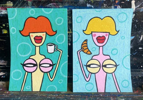 My tits love morning(diptych)