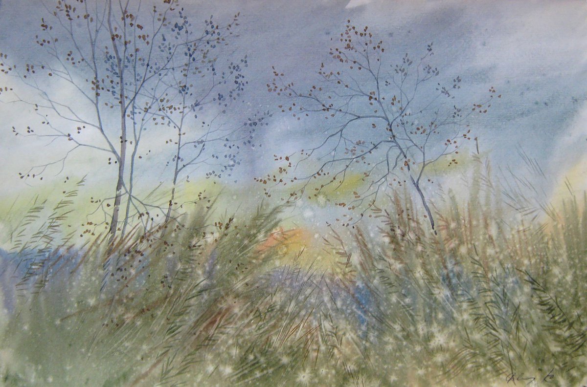 Impressionistic Landscape Watercolour By Valeriy Savenets-1, 18 X 12", November, Original Artwork