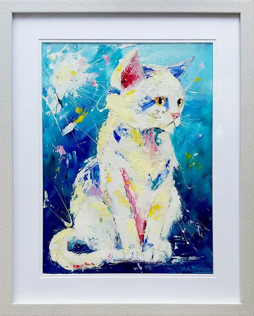 Framed Cat art - 'In the Stillness' by Andrew Alan Johnson
